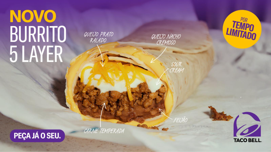 Taco Bell lança Burrito 5 Layer no Brasil, campeão de venda global